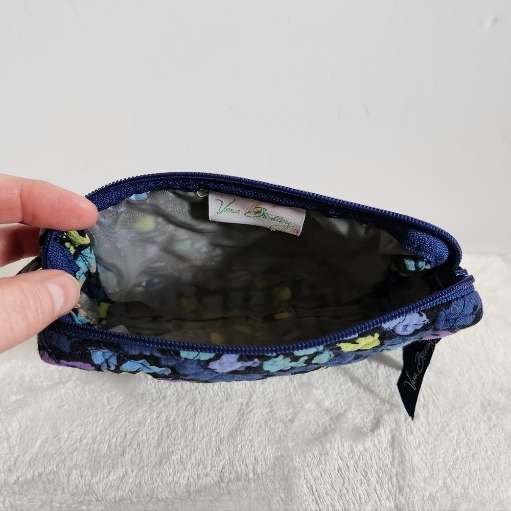 Vera Bradley Retired Indigo Pop Floral Flower Navy Blue Cosmetic Bag Pouch - Picture 6 of 9